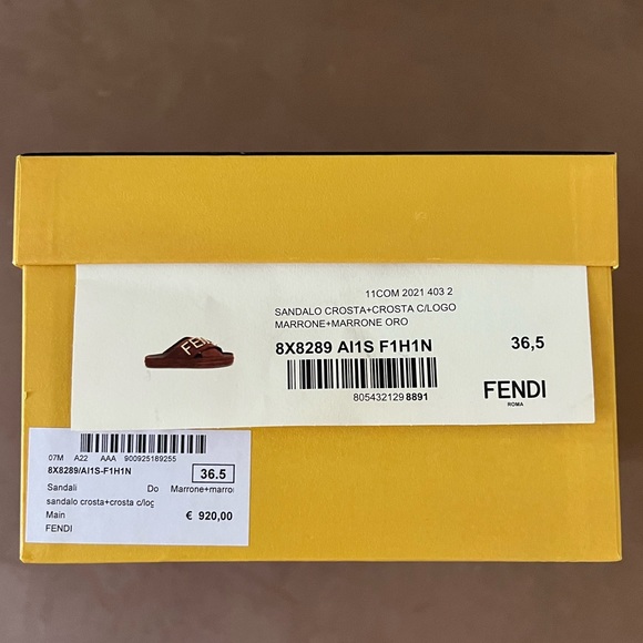 Fendi Fendigraphy Brown Suede Sandals- Size 6.5-New in Box - Picture 12 of 16